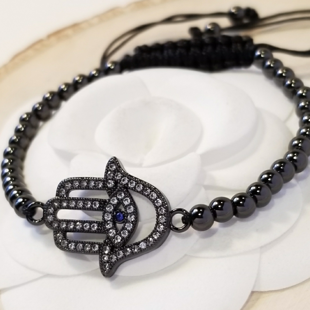 NEW Pave CZ Hamsa Bracelet - Picture 3 of 5